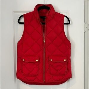 J. Crew Red Quilted Vest with Gold Buttons